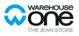 Warehouse One logo: blue and black design, 