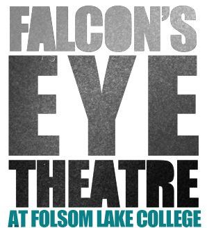 Logo for Falcon’s Eye Theatre at Folsom Lake College, featuring bold, stacked text on a white background.