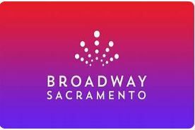An image with a red-to-purple gradient background featuring the Broadway Sacramento logo in white text and graphics.