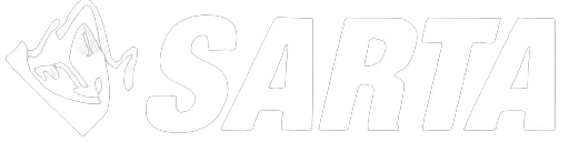 A black and white logo for a company called sarta.