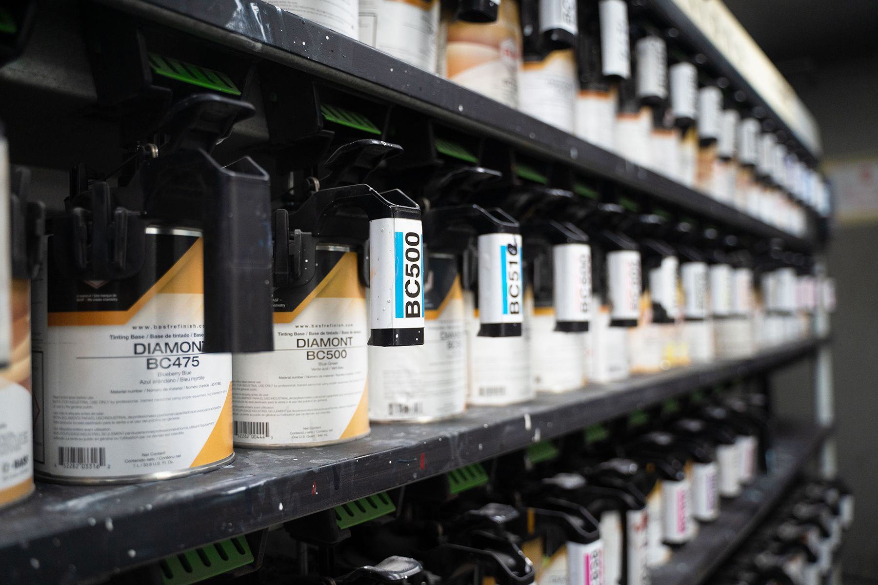 Cans of paint in our garage in Fishkill, NY | Jimmy's Auto Outlet