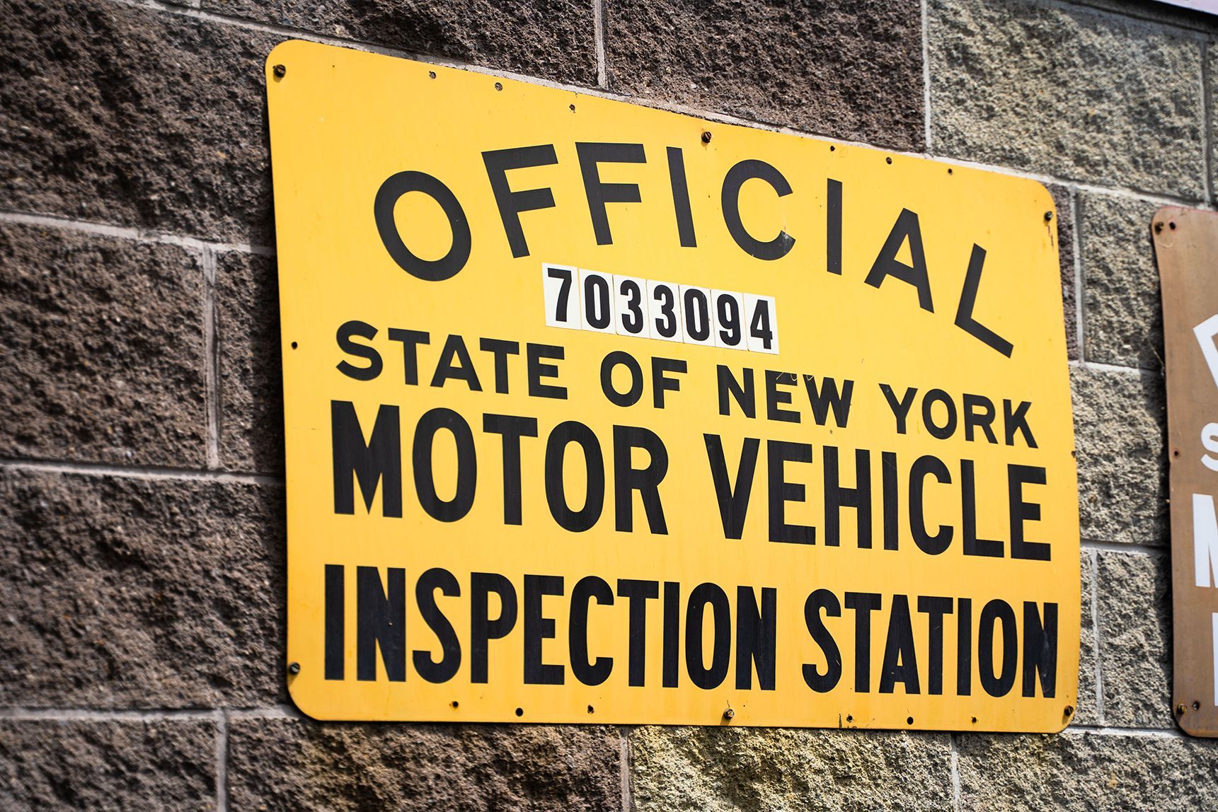 Official State of New York Motor Vehicle Inspection Station sign outside our shop in Fishkill, NY | Jimmy's Auto Outlet