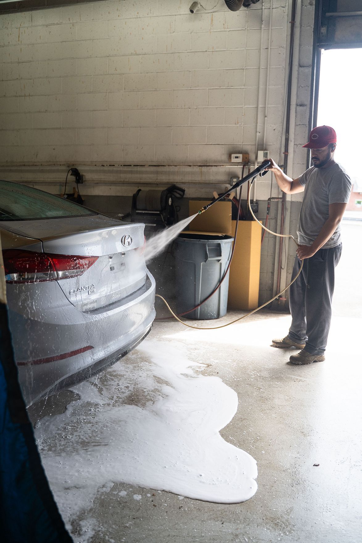 Car wash in progress inside our garage in Fishkill, NY | Jimmy's Auto Outlet