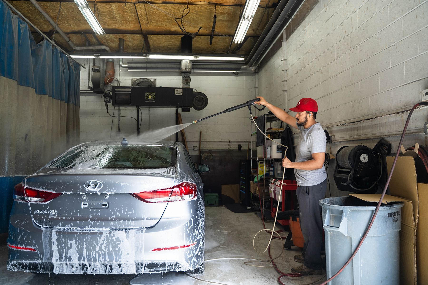 Car wash in progress inside our garage in Fishkill, NY | Jimmy's Auto Outlet
