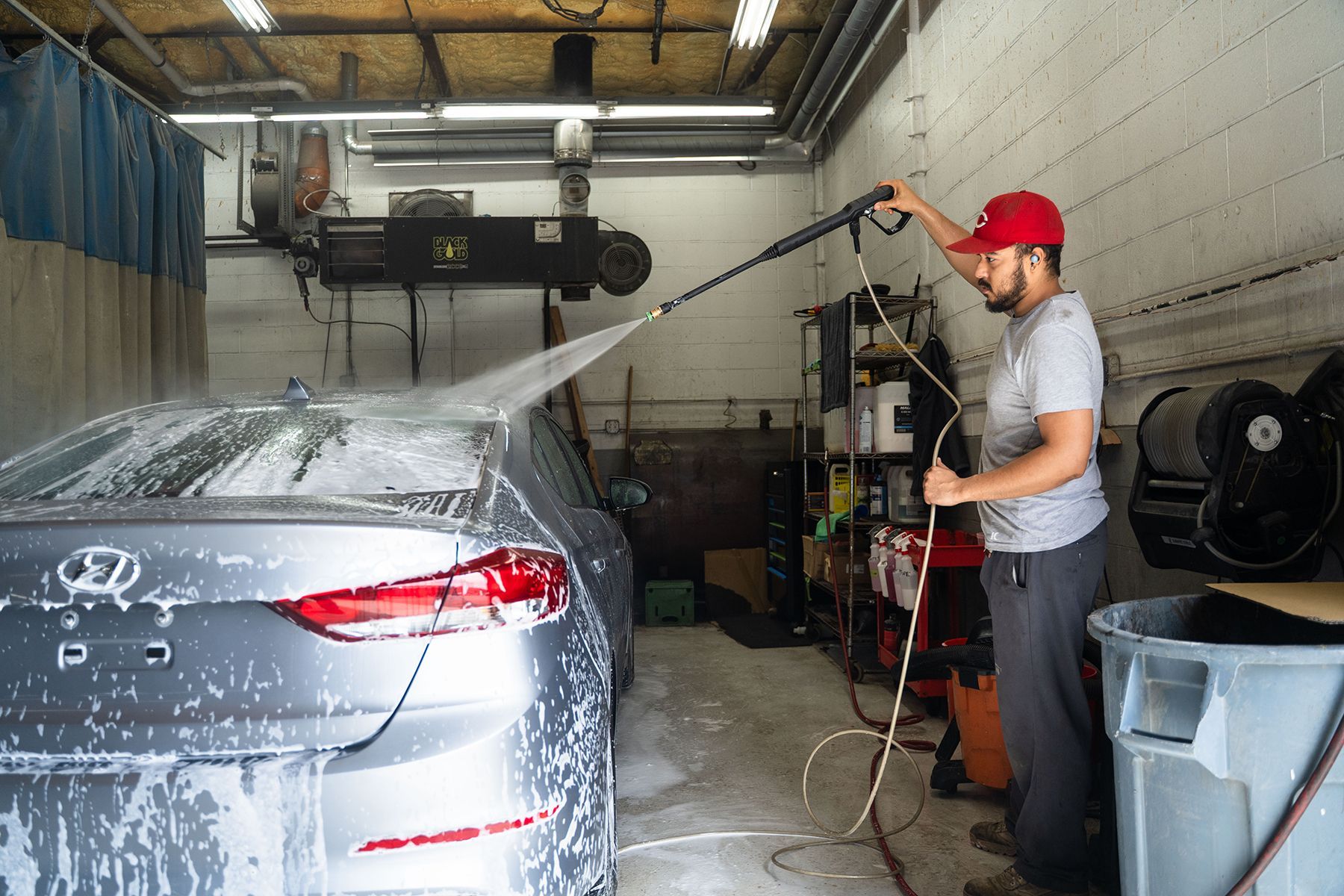 Car wash in progress inside our garage in Fishkill, NY | Jimmy's Auto Outlet