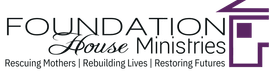 The logo for the foundation house ministries is purple and black.