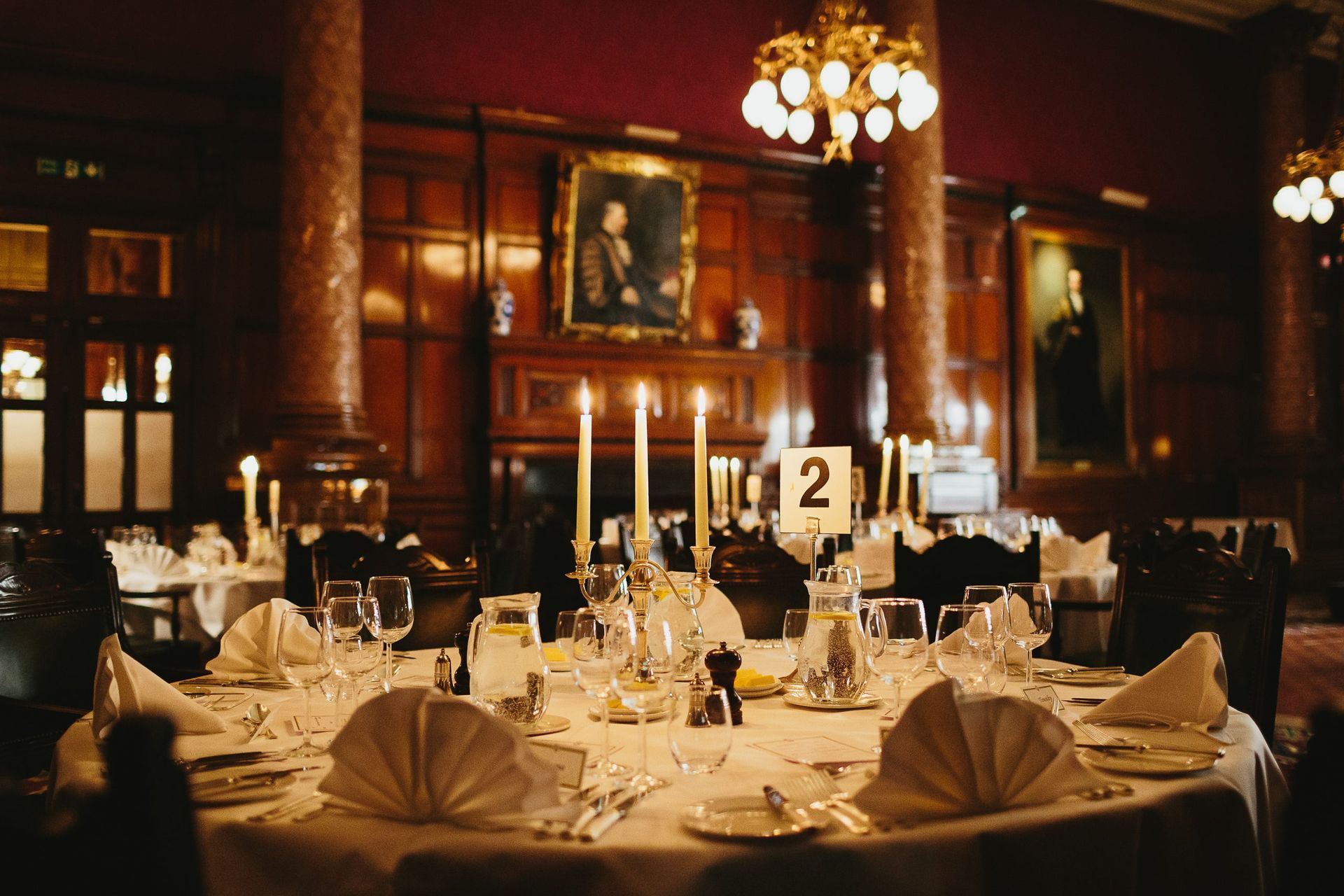 Formal dining room set for a banquet
