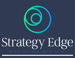Logo for Strategy Edge with a blue-to-green gradient spiral icon above the text and the tagline 