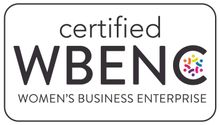WBENC certified Women’s Business Enterprise logo featuring dark text with a colorful circular icon inside the letter C.