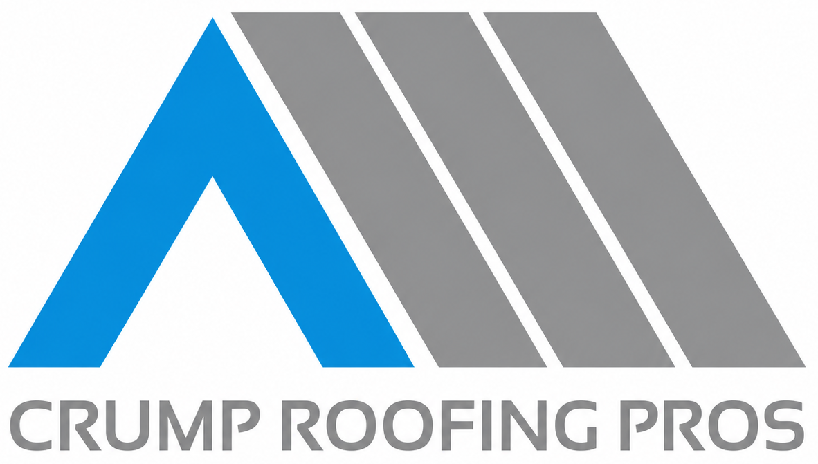 Crump Roofing Pros logo with blue and gray roof-shaped design above company name