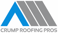 Crump Roofing Pros logo with blue and gray roof-shaped design above company name