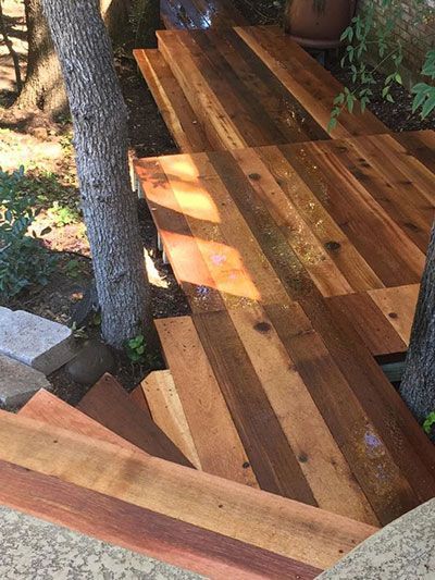 boerne custom wood walkway with stain