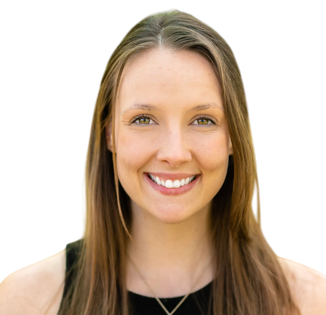A woman smiling