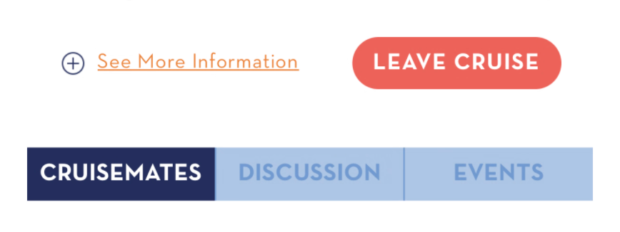 Screenshot of the bottom of a cruise details page in the meet me onboard app where you can choose to book a cruise or join a cruise