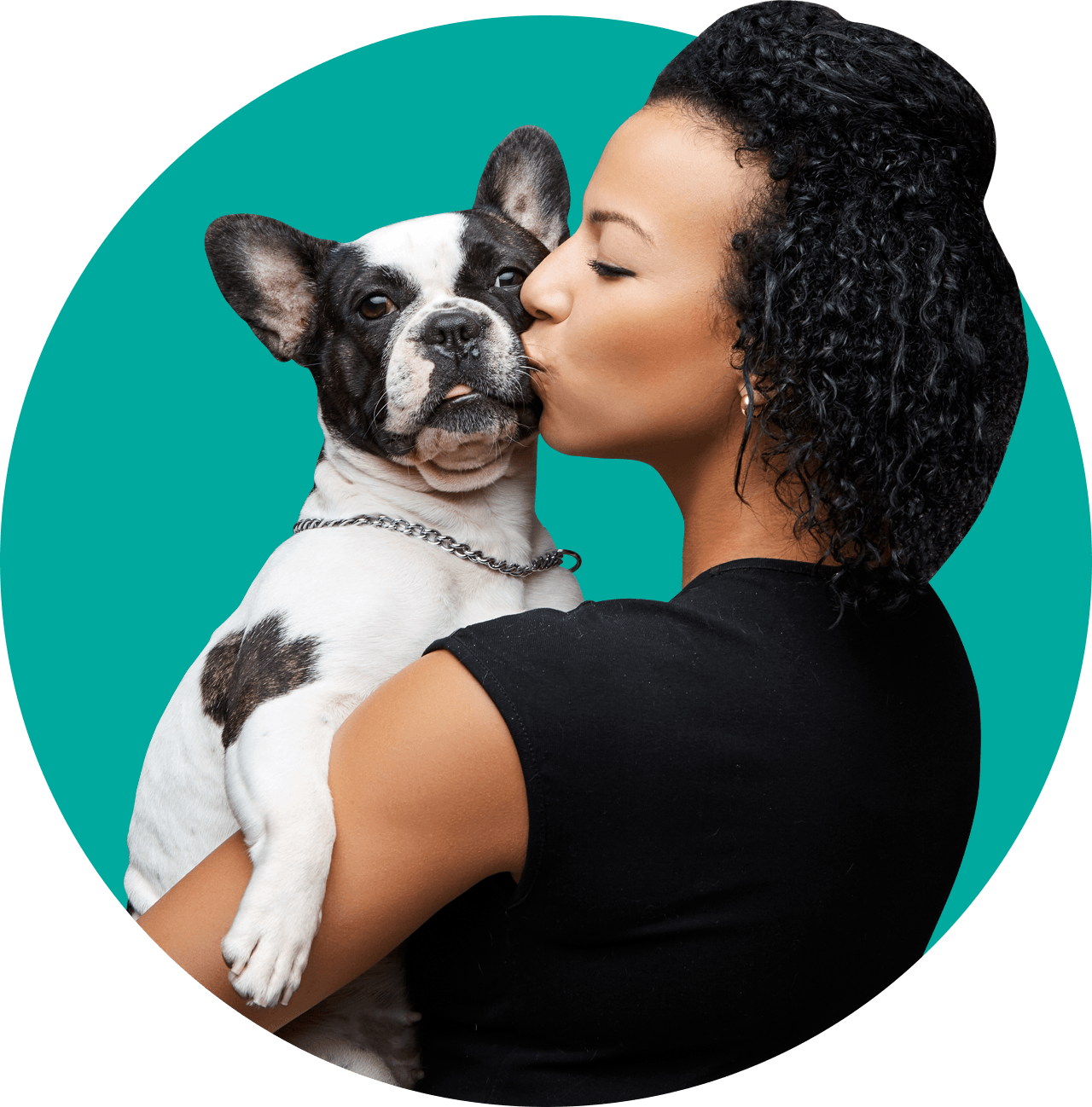 Woman Kissing Her Dog Woman Kissing Her Dog