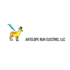 A logo for antelope run electric , llc with a deer with wings.