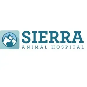 A logo for sierra animal hospital with a cat on it