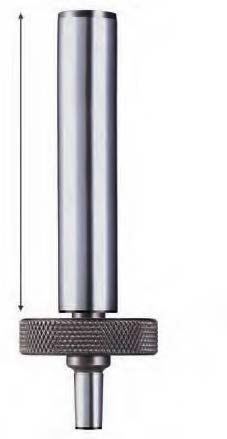 Silver cylindrical handle with textured knurled grip and a small tapered tip, shown vertically on white background