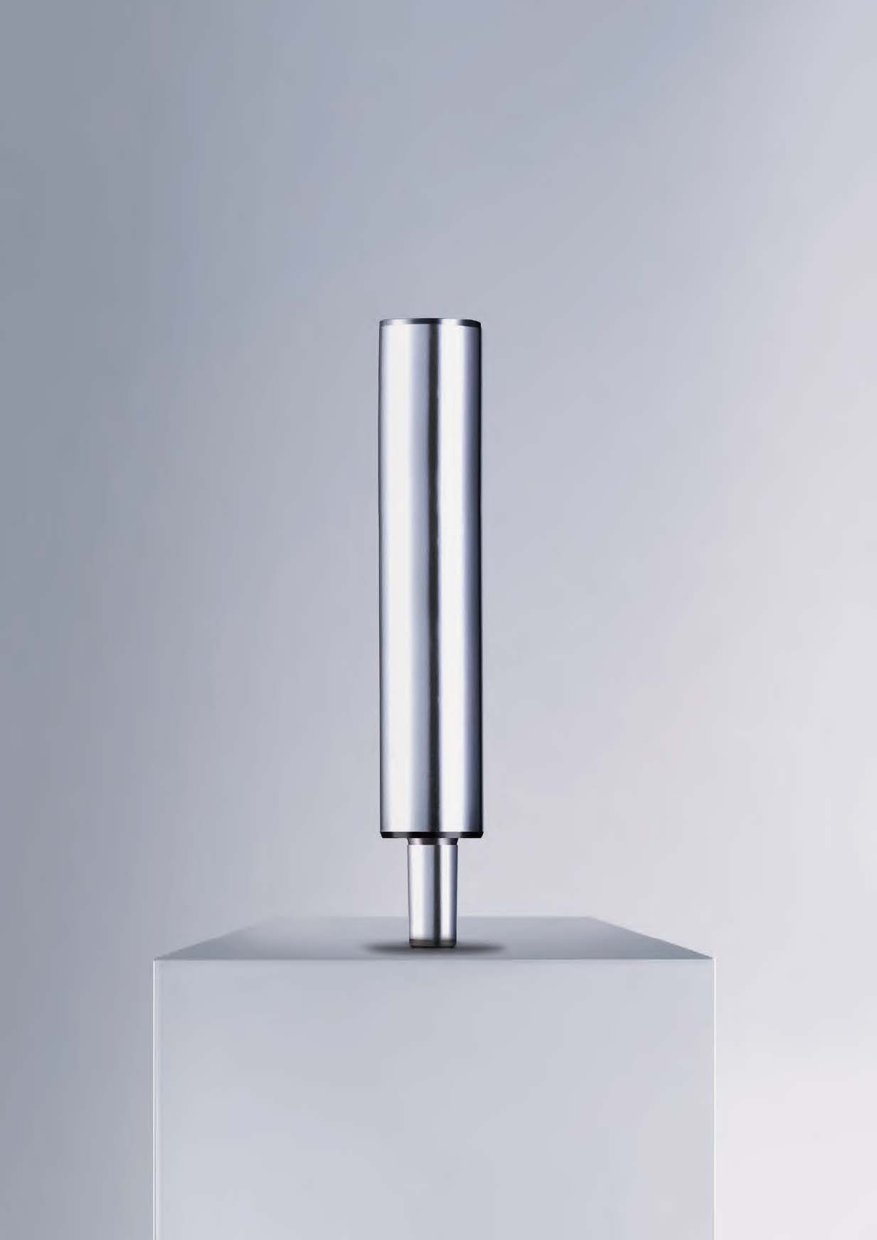 Silver cylindrical handle with textured knurled grip and a small tapered tip, shown vertically on white background