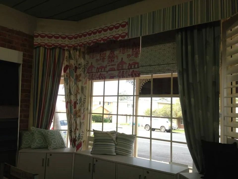 Window With Curtains Patterned Cornice in Laurieton