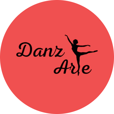 Silueta de bailarina negra dentro de un círculo rojo con las palabras “Danz Arte”.