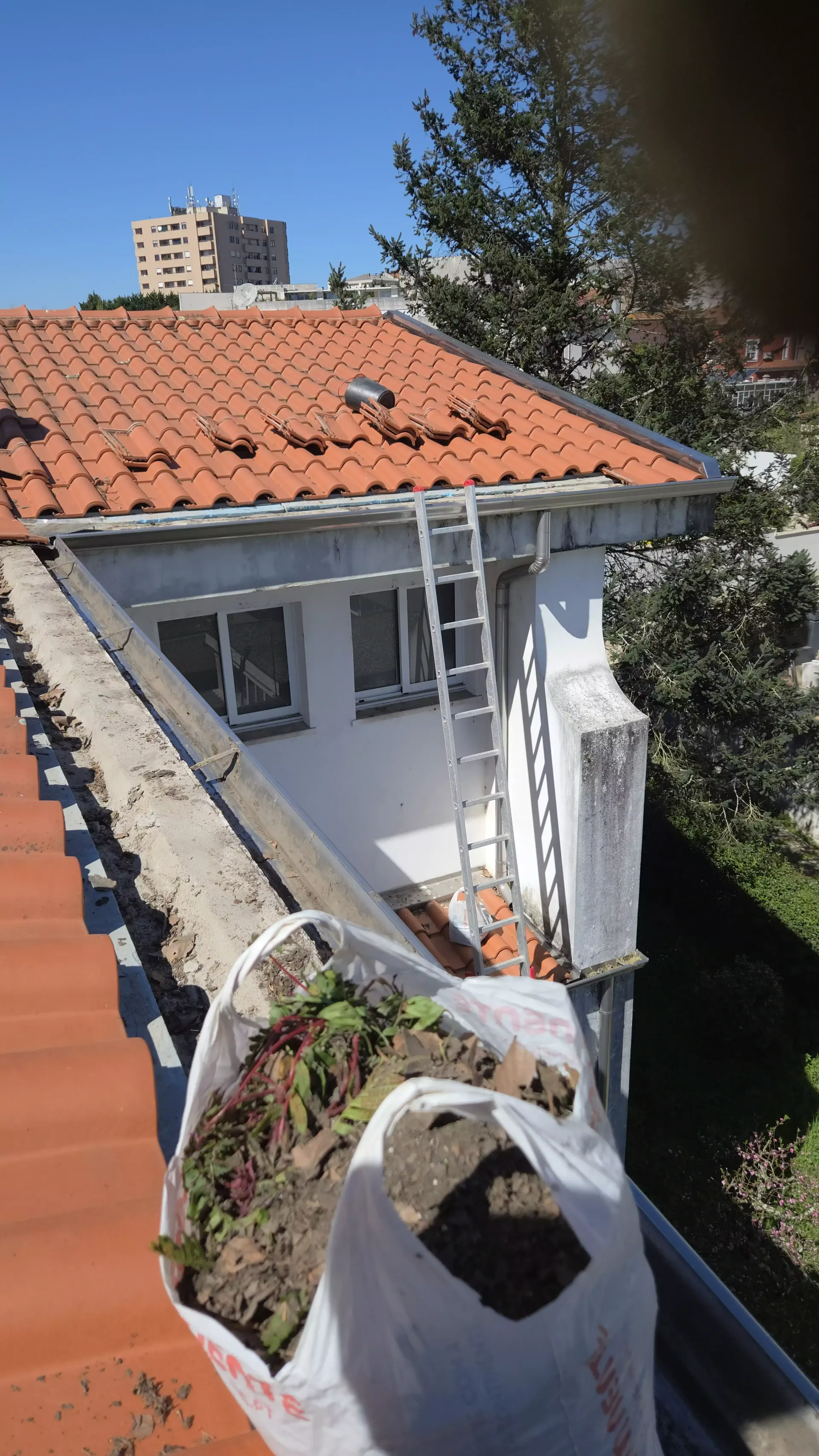 Resultado após limpeza profissional de caleiras