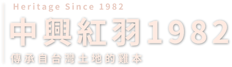 標誌：“傳承自1982年”，中文文字為“中興紅羽 1982”，顏色為淺橙色。