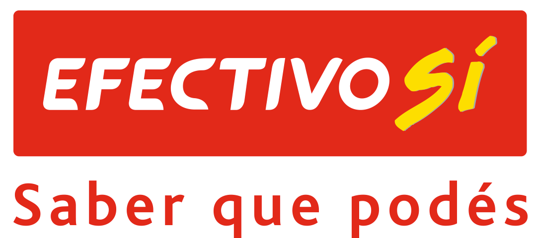 Logo rojo y blanco de “EFECTIVO SÍ” con el lema “Saber que podés” debajo.