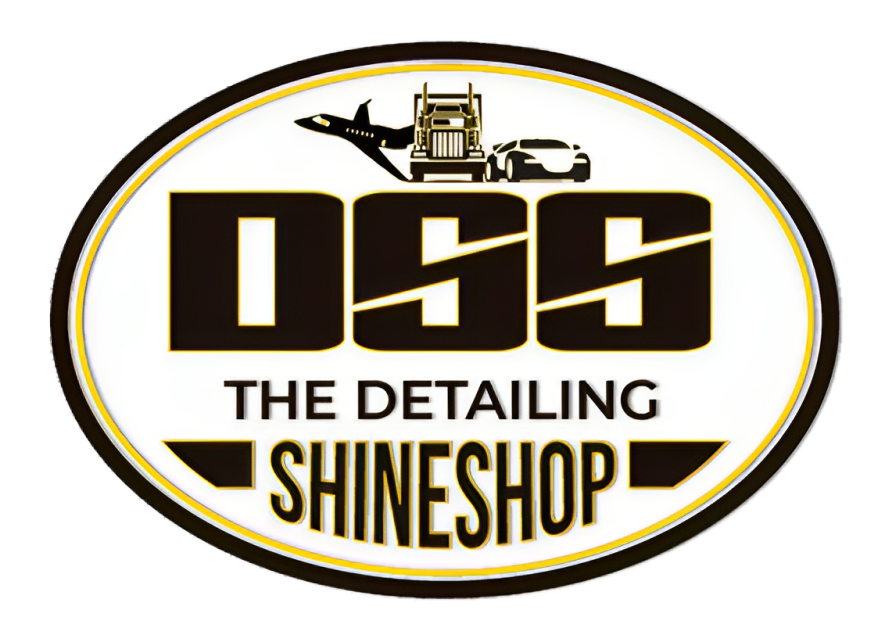 DSS The Detailing Shine Shop logo in black, gold, and white with car and SUV silhouette