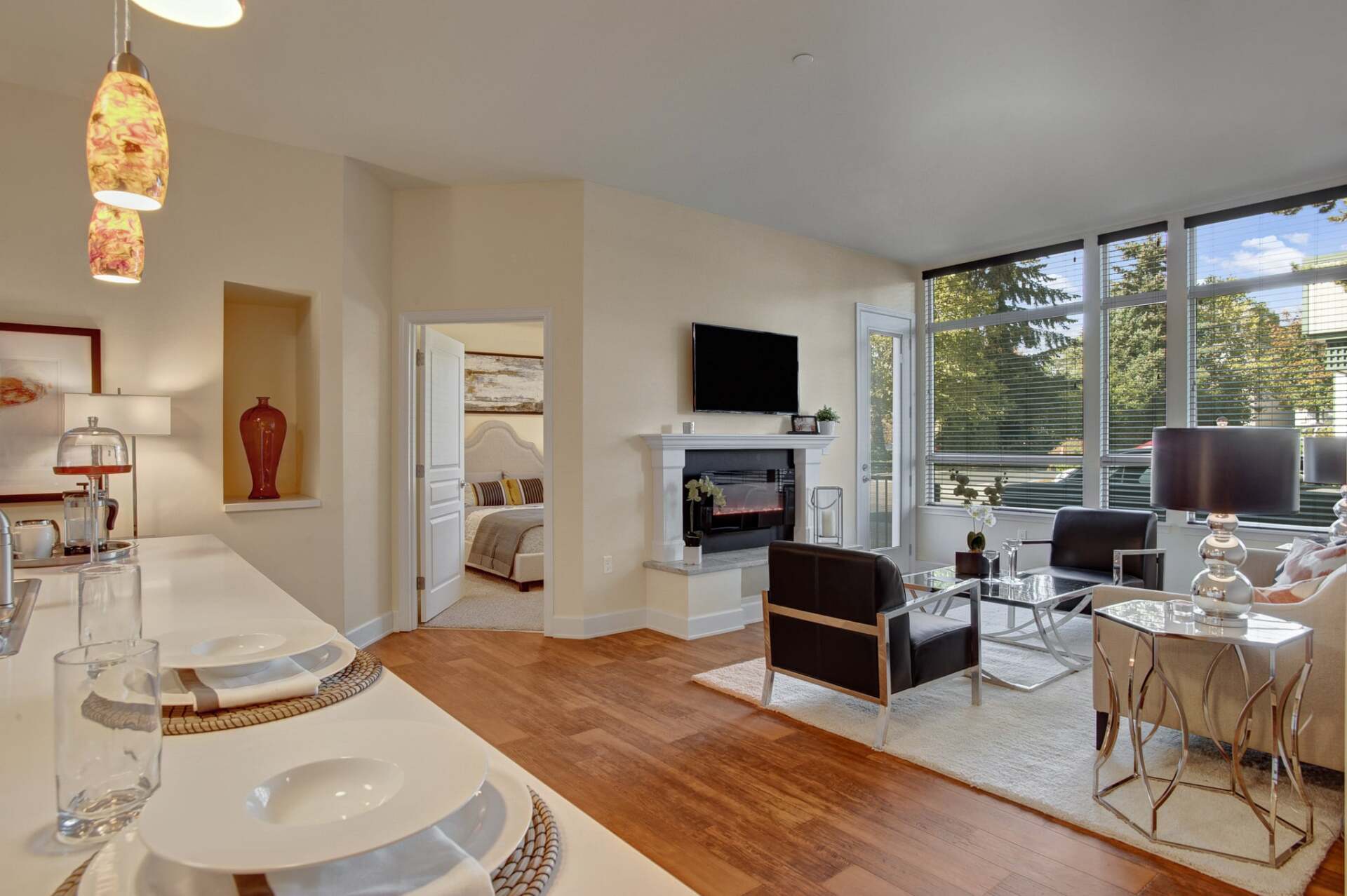Spacious apartment floor plan at Woodin Creek Village.