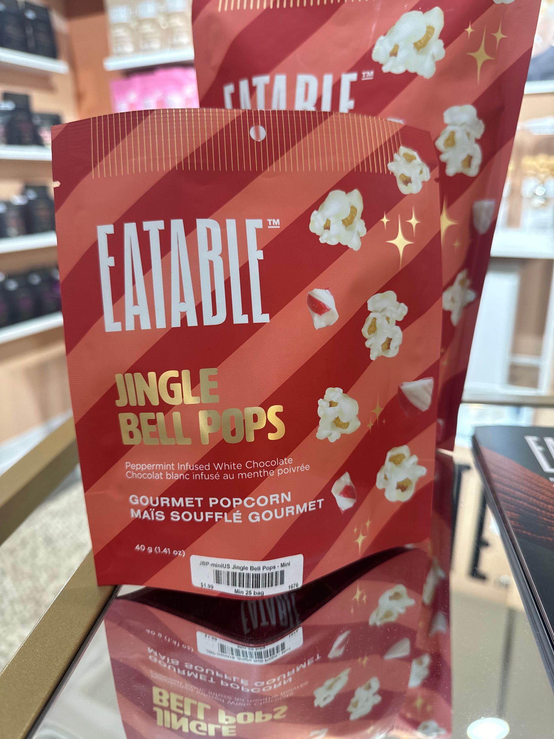 A bag of single bell pops sits on a counter