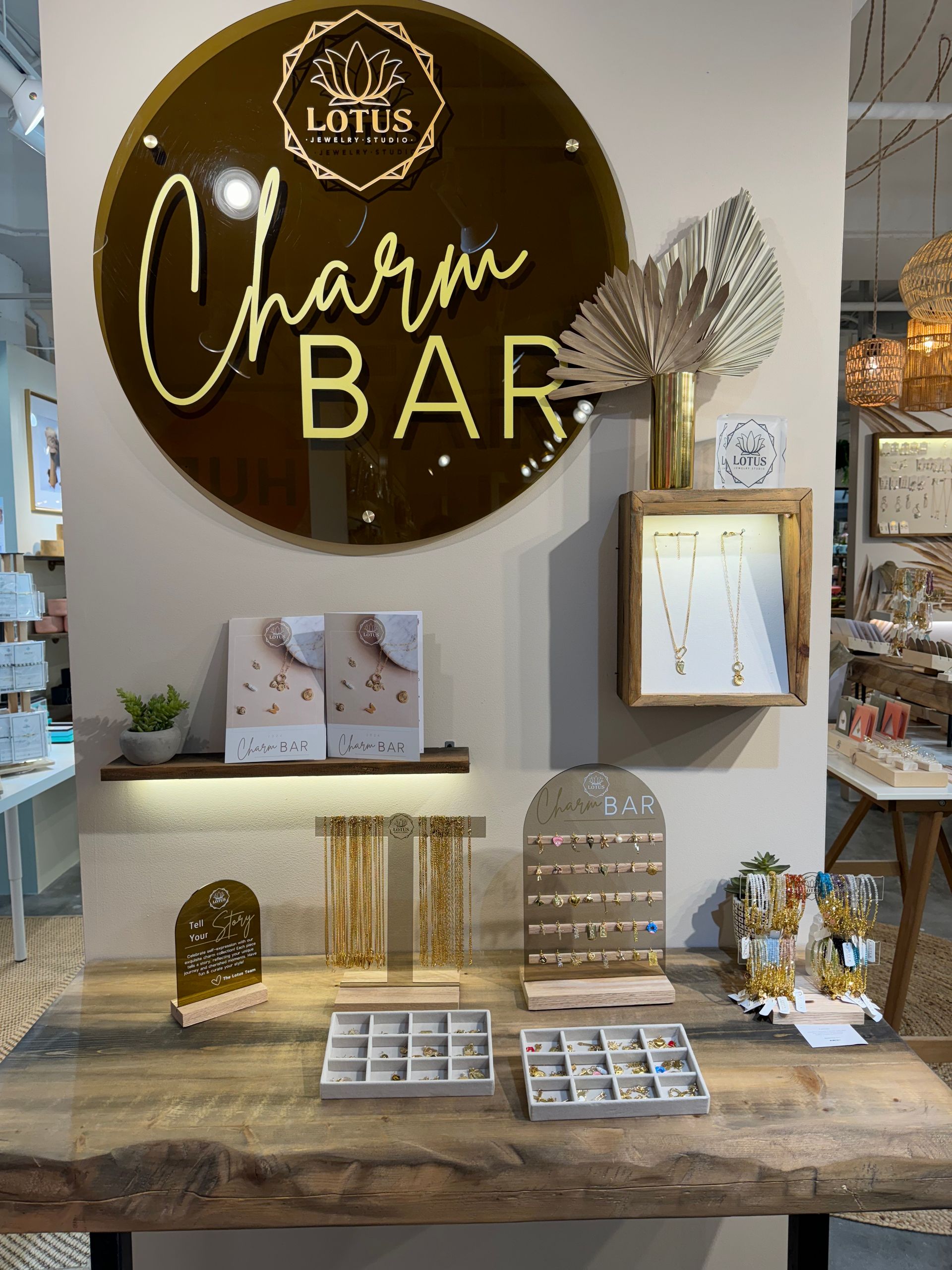 A store with a sign that says charm bar