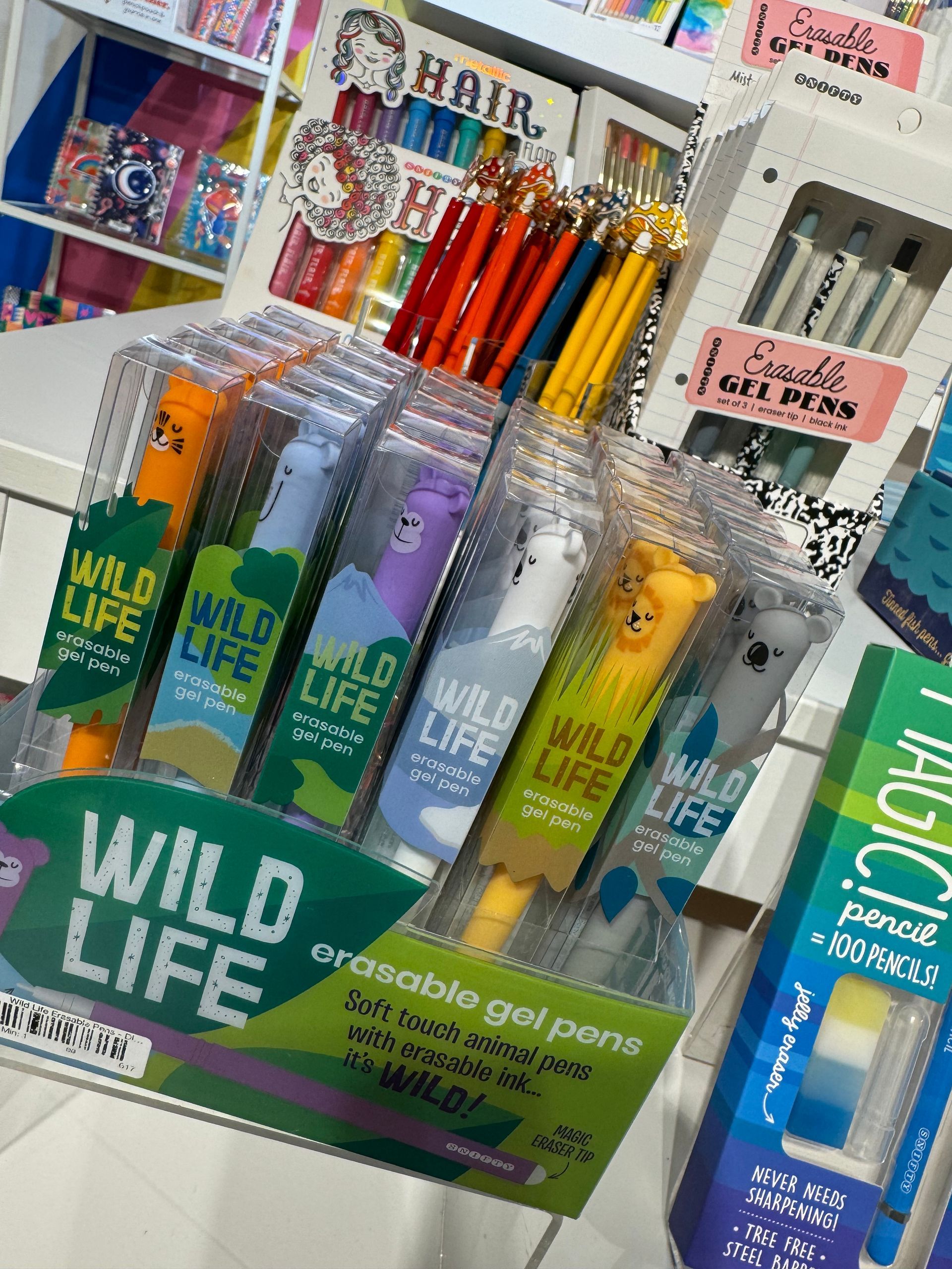 A display of wild life pens in a store