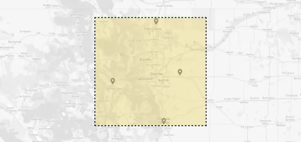 Yellow-tinted map with a dashed selection box over a faint gray background map