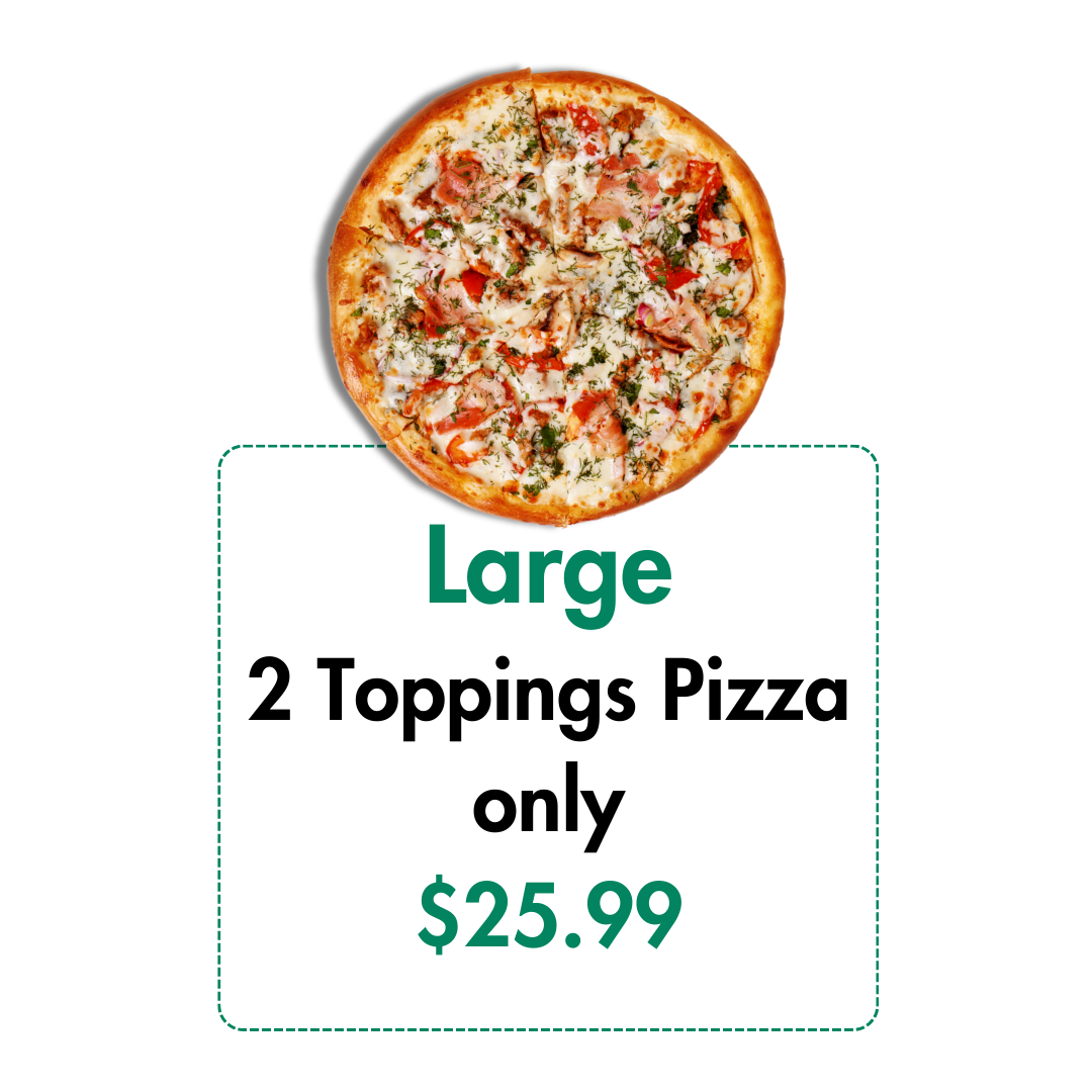 A large pizza , cheese garlic bread , 6 chicken wings , and 2 liter soda for $ 44.99.