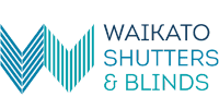 Logo for Waikato Shutters & Blinds with a stylized
