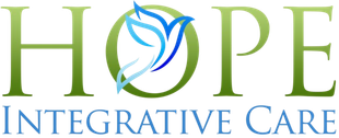 a logo for hope integrative care with a bird and leaves .