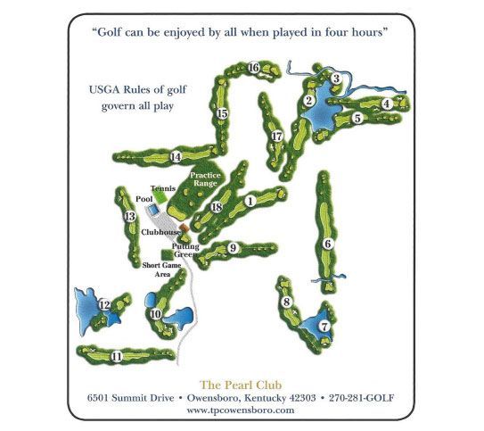 A map of a golf course that says 