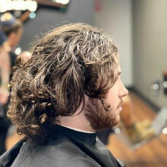 Man With Long Wavy Brown Hair And Beard — Bolton Brothers Barbers in Erina, NSW