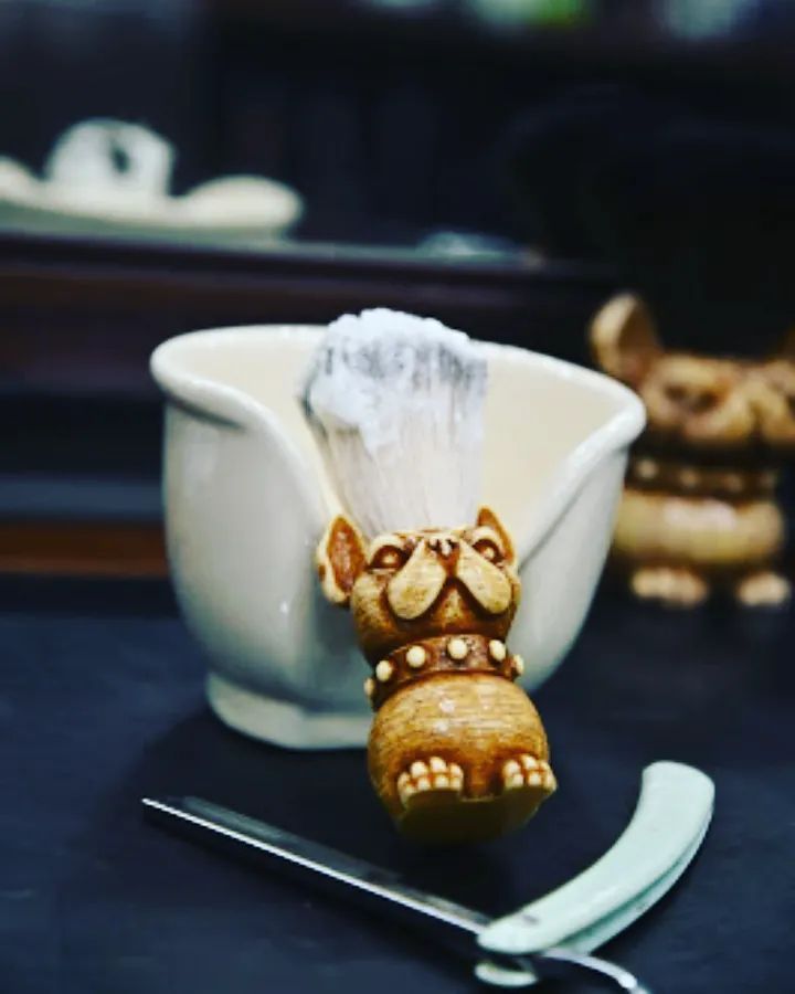 Shaving Set With Bulldog Brush And Straight Razor — Bolton Brothers Barbers in Erina, NSW