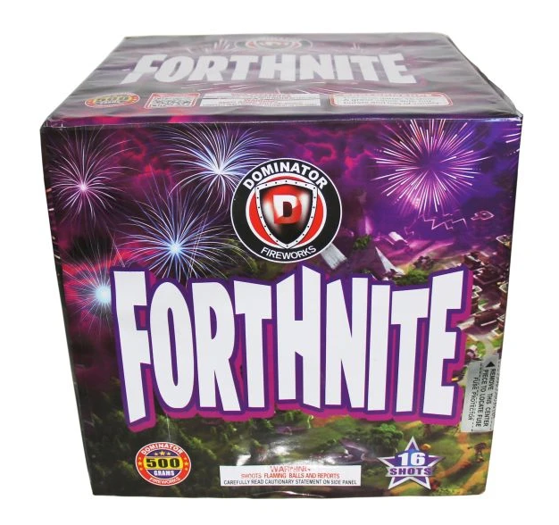 A box of fireworks that says forthnite on it