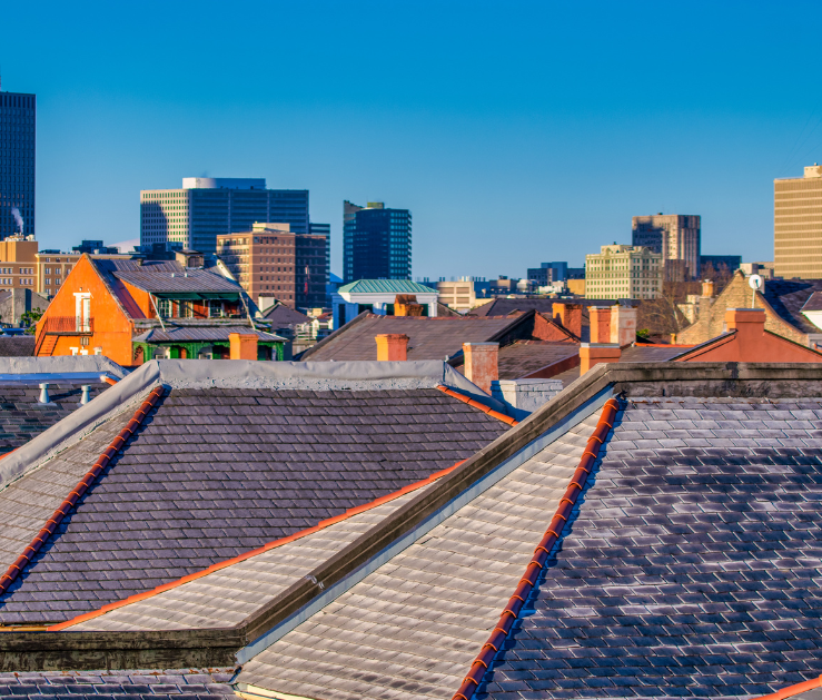 A view of a city from the roof of a building