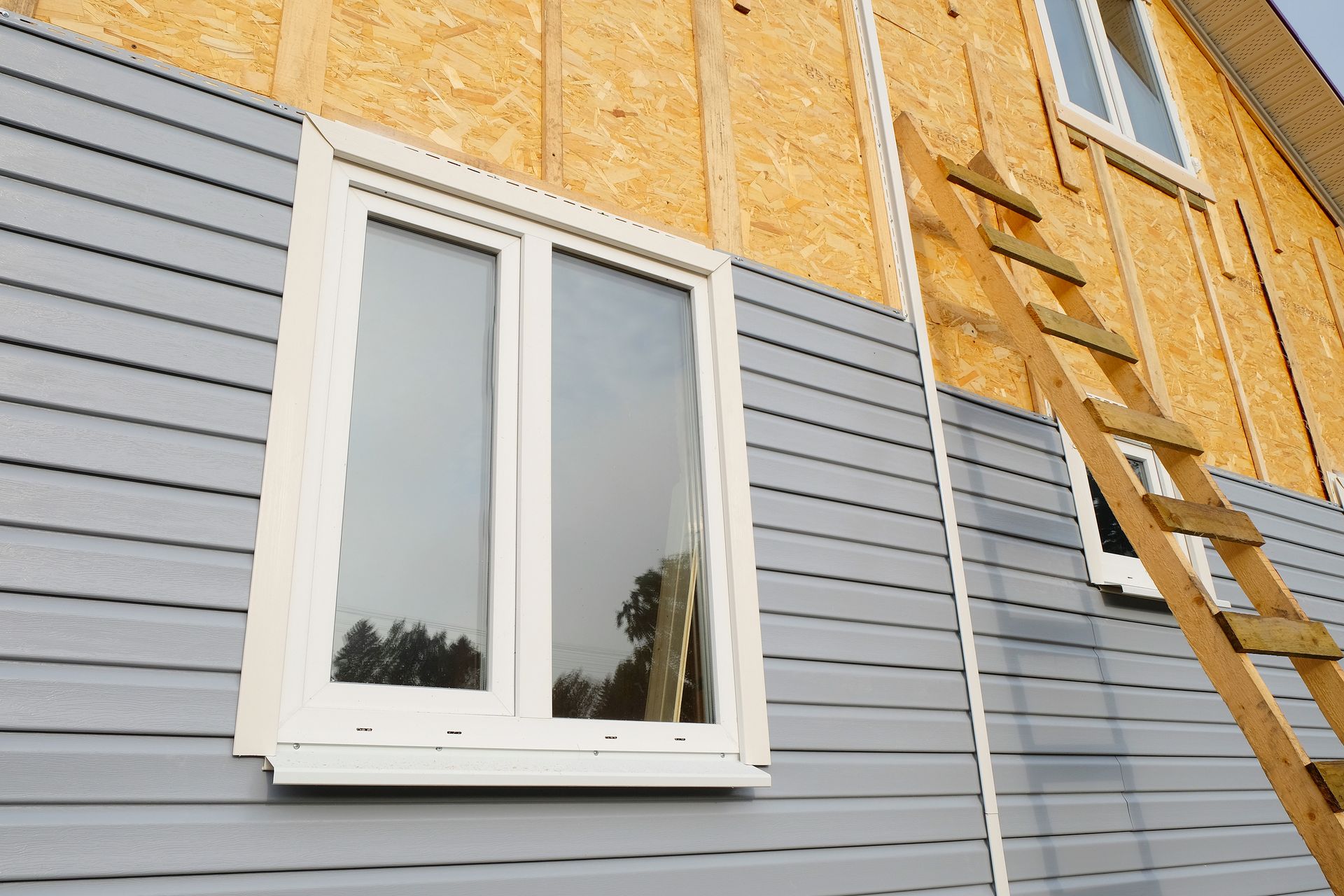 Under construction siding installation