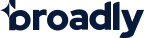 Broadly logo in dark blue lowercase text on white background