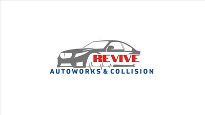 Reve AutoWorks & Collision logo with gray car outline and red-blue text, plus phone number (909) 693-3384