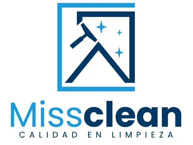 Logotipo de Missclean con un icono azul de limpieza de ventanas y brillo, y el texto “Missclean” y “Calidad en Limpieza”.
