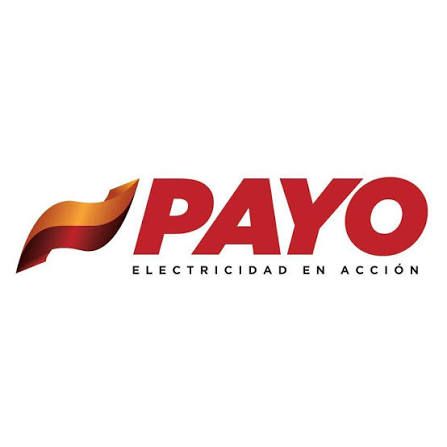 Payo logo in red and orange with tagline “Electricidad en acción”