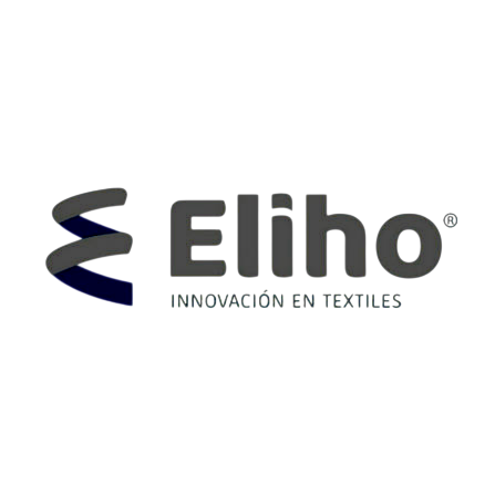 Eliho logo in gray and navy with the tagline “Innovación en textiles”
