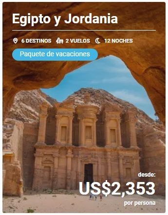 Paquete de vacaciones Egipto y Jordania con Petra, 6 destinos, 2 vuelos, 12 noches, desde US$2,353 por persona