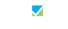 Checkmark icon with blue top, green bottom.